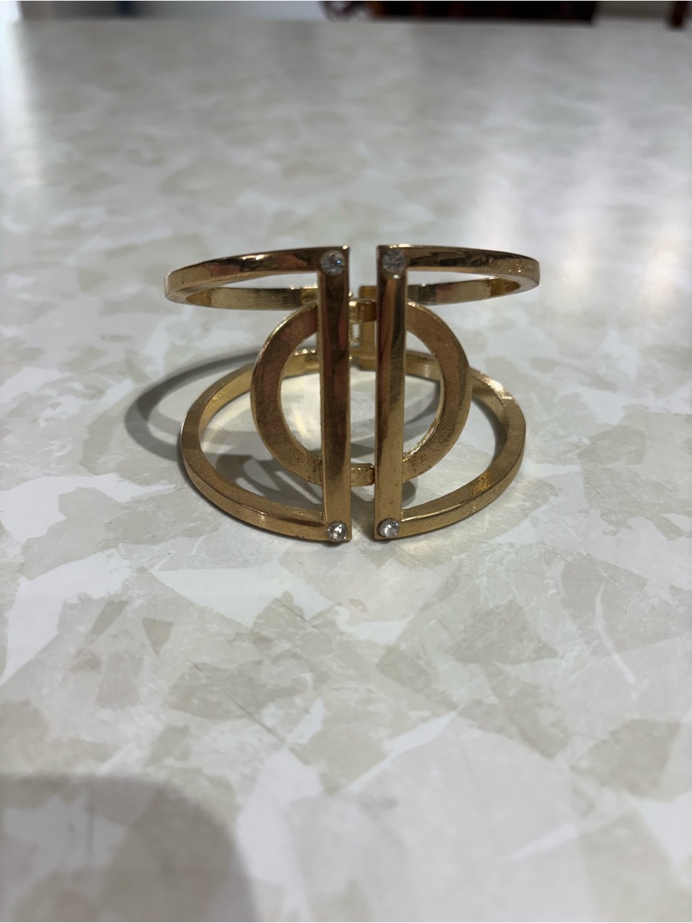 Gold Openwork Geometric Cuff Bracelet